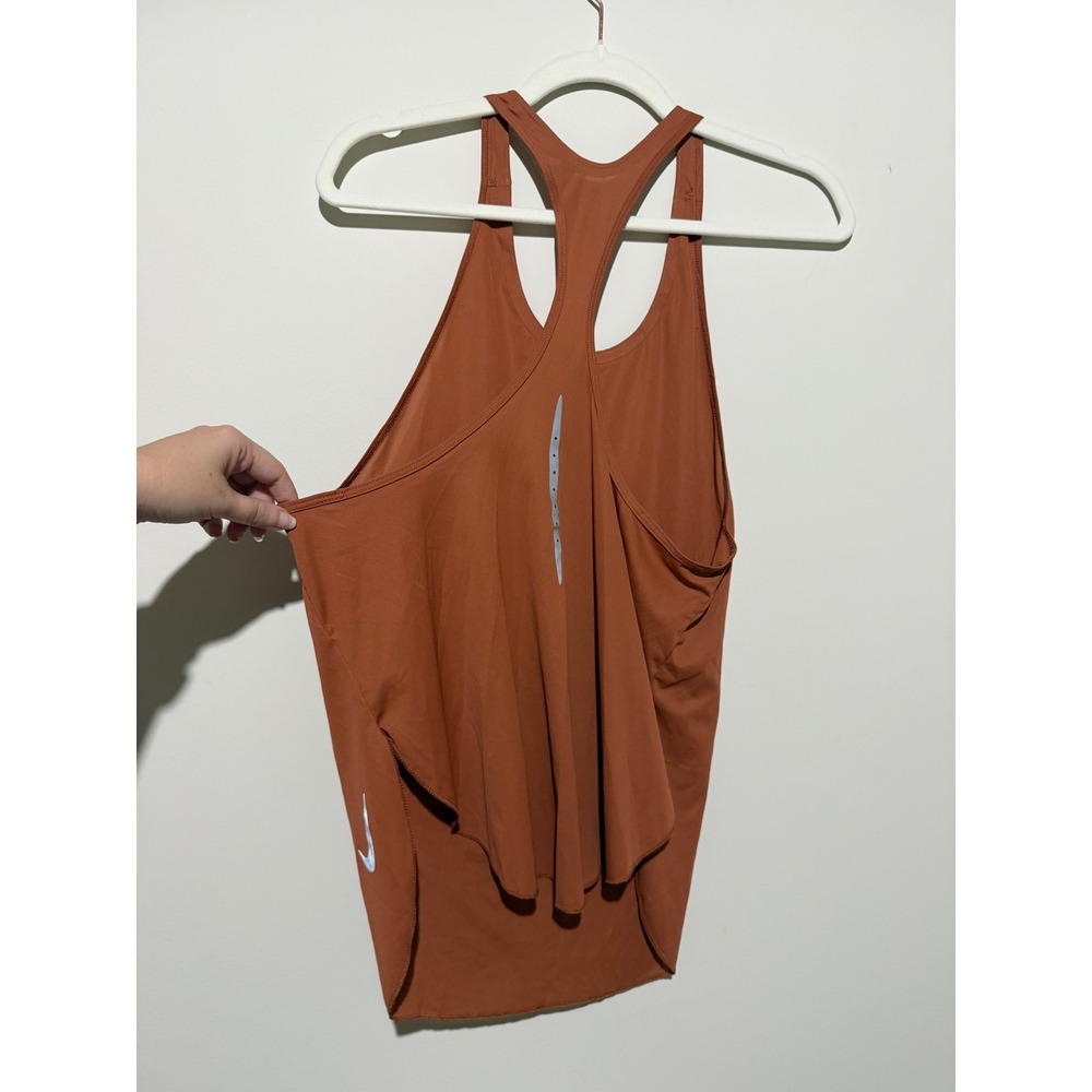 Nike Dri-FIT Women Racerback Tank Top Burnt Orange Rust Size M Reflective Swoosh